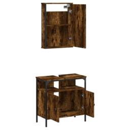 Berkfield Home Durable 2 Piece Bathroom Furniture Set Smoked Oak Engineered Wood in Brown - thumbnail 5