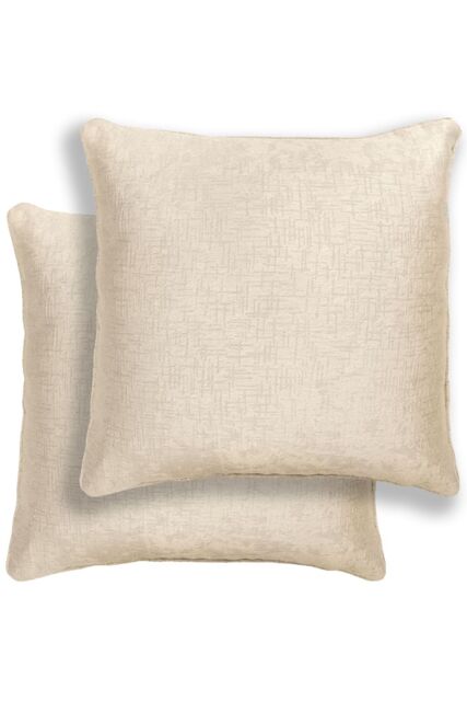 Enhanced Living Pair of Vogue Textured Double Sided Zip Opening Piped Edge Cushion Covers - 43x43cm - Cases Only in Cream - Size: 43 cm x 43 cm - image 1