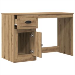 Berkfield Home Desk with Storage Artisan Oak 50x115x75 cm Engineered Wood in Brown - Size: 50 x 115 x 75 cm - thumbnail 5