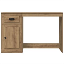 Berkfield Home Desk with Storage Artisan Oak 50x115x75 cm Engineered Wood in Brown - Size: 50 x 115 x 75 cm - thumbnail 7
