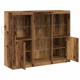 Berkfield Home Sideboard with LED Lights Old Wood 123x37x100 cm Engineered Wood in Brown - Size: 123 x 37 x 100 cm - thumbnail 7