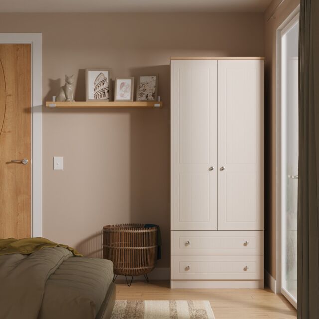 Ready Assembled 2 U Norton 2 Door 2 Drawer Wardrobe (Ready Assembled) in Taupe - Size: Large - image 1