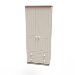 Ready Assembled 2 U Norton 2 Door 2 Drawer Wardrobe (Ready Assembled) in Taupe - Size: Large - thumbnail 4