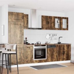 Berkfield Home 8 Piece Kitchen Cabinet Set Kalmar Smoked Oak Engineered Wood in Brown - thumbnail 3