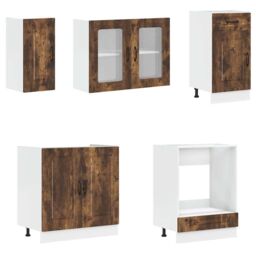 Berkfield Home 8 Piece Kitchen Cabinet Set Kalmar Smoked Oak Engineered Wood in Brown - thumbnail 4