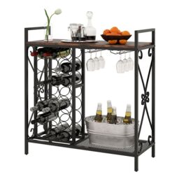 Gymax 21 Bottle Wine Rack Freestanding Floor Wine Bottle Organizer-Brown in Brown