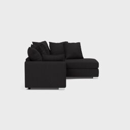 LUXURY LIFE Ariana Right Hand Facing Fabric Corner Sofa with Footstool in Black - thumbnail 3