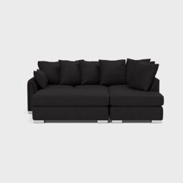 LUXURY LIFE Ariana Right Hand Facing Fabric Corner Sofa with Footstool in Black - thumbnail 2