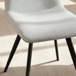 Home Source Ashford Pair of Boucle Fur Dining Chairs Kitchen Dining Room in Off-White - thumbnail 2