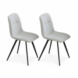 Home Source Ashford Pair of Boucle Fur Dining Chairs Kitchen Dining Room in Off-White - thumbnail 3