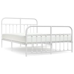 Berkfield Home Metal Bed Frame with Headboard & Footboard White 135x190 cm Double - thumbnail 2