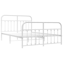 Berkfield Home Metal Bed Frame with Headboard & Footboard White 135x190 cm Double - thumbnail 5