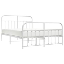 Berkfield Home Metal Bed Frame with Headboard & Footboard White 135x190 cm Double - thumbnail 3