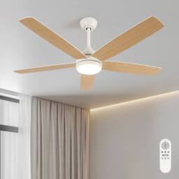 Pheashine Quiet Ceiling Fan 52 Inch 22W LED Remote Control 3000K-6500K in White - thumbnail 1