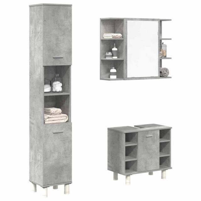 Berkfield Home 3 Piece Bathroom Furniture Set Concrete Grey Engineered Wood - image 1