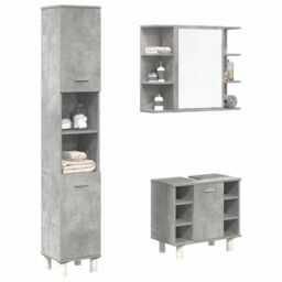 Berkfield Home 3 Piece Bathroom Furniture Set Concrete Grey Engineered Wood - thumbnail 1
