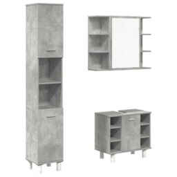 Berkfield Home 3 Piece Bathroom Furniture Set Concrete Grey Engineered Wood - thumbnail 2