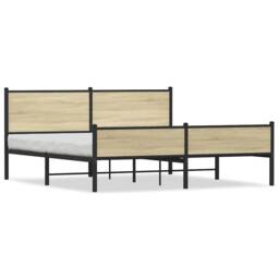 Berkfield Home Metal Bed Frame without Mattress Sonoma Oak 160x200 cm in Light Tan - thumbnail 1