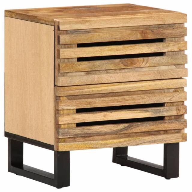 Berkfield Home Bedside Cabinets 2 pcs 40x34x46 cm Solid Wood Rough Mango in Brown - Size: 40 x 34 x 46 cm - image 1