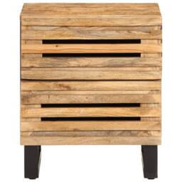 Berkfield Home Bedside Cabinets 2 pcs 40x34x46 cm Solid Wood Rough Mango in Brown - Size: 40 x 34 x 46 cm - thumbnail 3