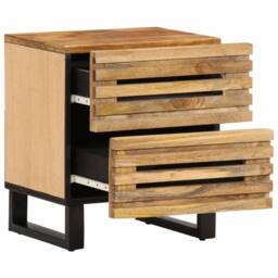 Berkfield Home Bedside Cabinets 2 pcs 40x34x46 cm Solid Wood Rough Mango in Brown - Size: 40 x 34 x 46 cm - thumbnail 4
