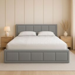 Home Discount Vida Designs Vanita Upholstered Ottoman Storage Bed Frame Linen UKFR Fabric in Light Grey - Size: Double - thumbnail 3