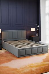 Home Discount Vida Designs Vanita Upholstered Ottoman Storage Bed Frame Linen UKFR Fabric in Light Grey - Size: Double - thumbnail 7