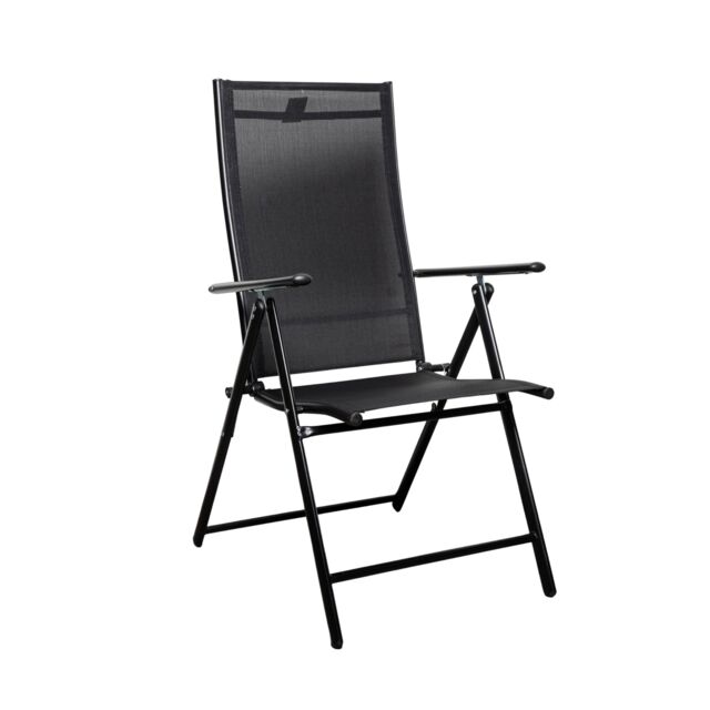 Samuel Alexander Outdoor Garden Patio Multi Position Reclining Folding Chair in Black - image 1