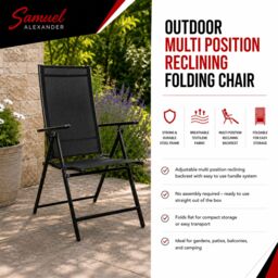 Samuel Alexander Outdoor Garden Patio Multi Position Reclining Folding Chair in Black - thumbnail 8
