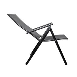 Samuel Alexander Outdoor Garden Patio Multi Position Reclining Folding Chair in Black - thumbnail 2