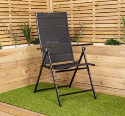 Samuel Alexander Outdoor Garden Patio Multi Position Reclining Folding Chair in Black - thumbnail 3