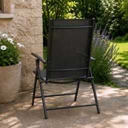 Samuel Alexander Outdoor Garden Patio Multi Position Reclining Folding Chair in Black - thumbnail 7