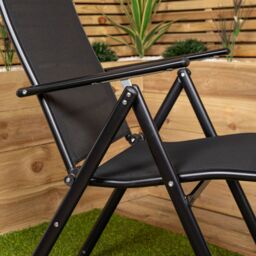 Samuel Alexander Outdoor Garden Patio Multi Position Reclining Folding Chair in Black - thumbnail 4