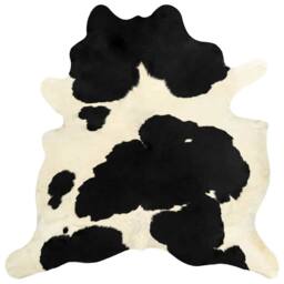 Berkfield Home Real Cowhide Rug Black & White 180x220 cm - Size: Medium - thumbnail 3
