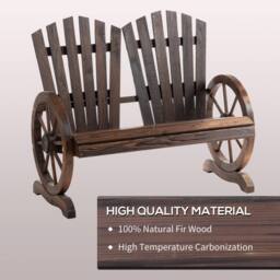 OUTSUNNY 2 Seater Garden Bench with Wheel-Shaped Armrests in Black - thumbnail 5