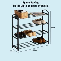 Home Source 5 Tier Metal Plastic Shoe Storage Rack Hallway Entryway Organisational in Black - thumbnail 7