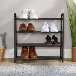 Home Source 5 Tier Metal Plastic Shoe Storage Rack Hallway Entryway Organisational in Black - thumbnail 3