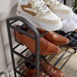 Home Source 5 Tier Metal Plastic Shoe Storage Rack Hallway Entryway Organisational in Black - thumbnail 4