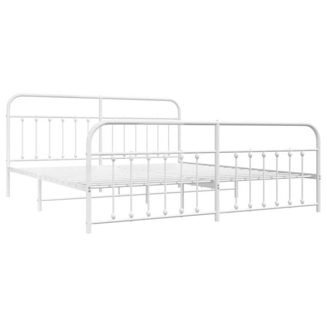 Berkfield Home Metal Bed Frame with Headboard & Footboard White 193x203 cm - image 1