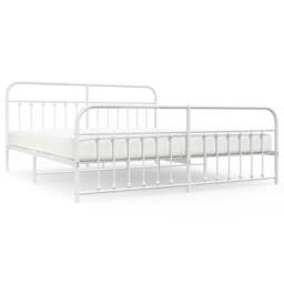 Berkfield Home Metal Bed Frame with Headboard & Footboard White 193x203 cm - thumbnail 3