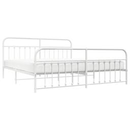 Berkfield Home Metal Bed Frame with Headboard & Footboard White 193x203 cm - thumbnail 5