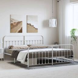 Berkfield Home Metal Bed Frame with Headboard & Footboard White 193x203 cm - thumbnail 2