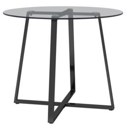 Living and Home Modern Round Table with Tempered Glass for Dining Meeting Living Room in Black - thumbnail 5