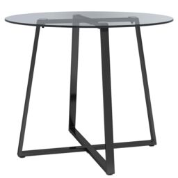 Living and Home Modern Round Table with Tempered Glass for Dining Meeting Living Room in Black - thumbnail 4