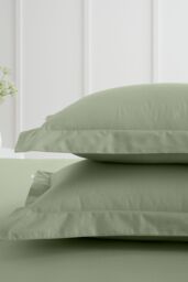 Bianca '200 Thread Count Cotton Percale' Oxford Pillowcases in Green - thumbnail 2