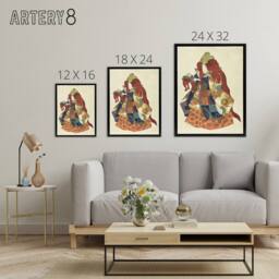 "Artery8 Sea God Riujin Japanese Kabuki Actor Kuniyoshi Framed Canvas Wall Art in Brown - Size: W12"" x H16""" - thumbnail 4
