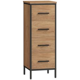 HOMCOM Narrow Bathroom Storage Cabinet with 4 Drawers for Small Spaces, Oak in Light Oak - thumbnail 2