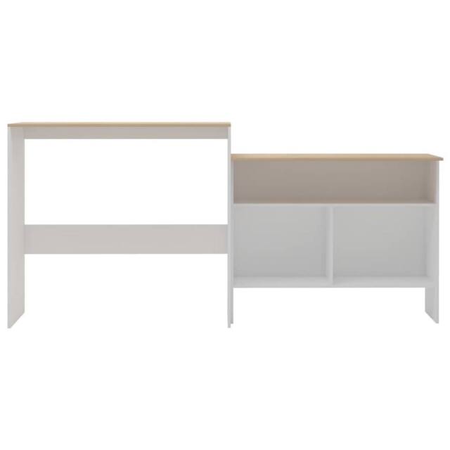 Berkfield Home Decorative Bar Table with 2 Table Tops White & Oak 130x40x120 cm - Size: 130 x 40 x 120 cm - image 1