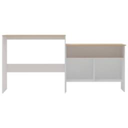 Berkfield Home Decorative Bar Table with 2 Table Tops White & Oak 130x40x120 cm - Size: 130 x 40 x 120 cm - thumbnail 1