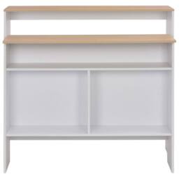 Berkfield Home Decorative Bar Table with 2 Table Tops White & Oak 130x40x120 cm - Size: 130 x 40 x 120 cm - thumbnail 5